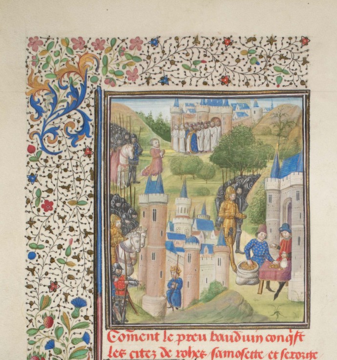 Baldwin of Boulogne entering Edessa in February 1098. Miniature from the "Historia" by William of Ty from Unbekannter Künstler