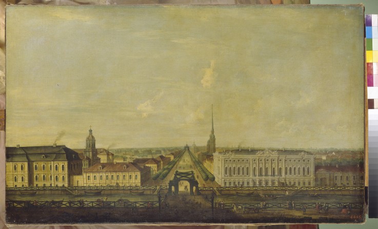 View of the Nevsky Prospekt from the Police Bridge with the Stroganov Palace from Unbekannter Künstler