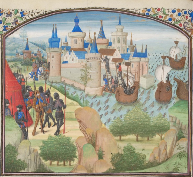 The capture of Constantinople by land and sea in 1204. Miniature from the "Historia" by William of T from Unbekannter Künstler