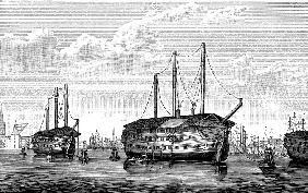 The Danish prison-ships "Dronning Maria" and "Waldemar" at Copenhagen