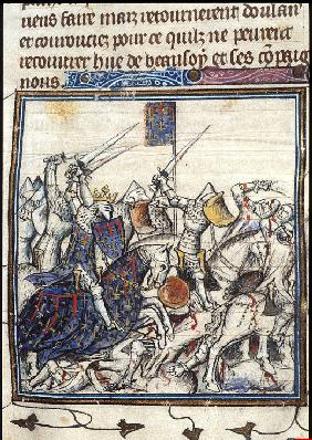 Crusaders and Saracen Fighting during the Third Crusade (From the Chroniques de France ou de St Deni