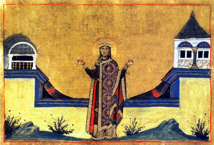 Theophano Martiniake (Miniature from the Menologion of Basil II) from Unbekannter Künstler