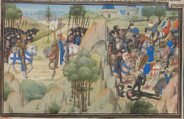 Meeting of Conrad III of Germany and Louis VII of France. Miniature from the "Historia" by William o from Unbekannter Künstler