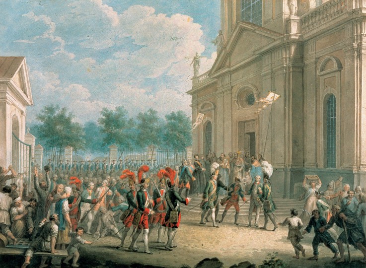 Catherine II on the Staircase of the Kazan Cathedral, Greeted by the Clergy on the day of her access from Unbekannter Künstler