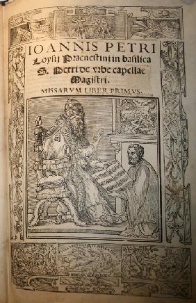 Frontispiece of the Missarum Liber primus by Giovanni Pierluigi da Palestrina (Palestrina and Pope J