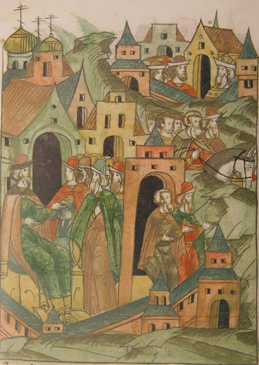Ivan III sends Fyodor Kuritsyn as an ambassador to Hungary (From the Illuminated Compiled Chronicle) from Unbekannter Künstler