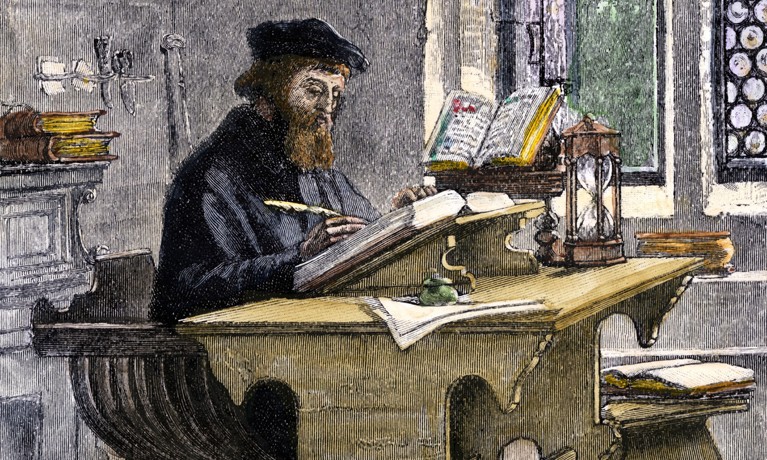 John Wycliffe at work from Unbekannter Künstler