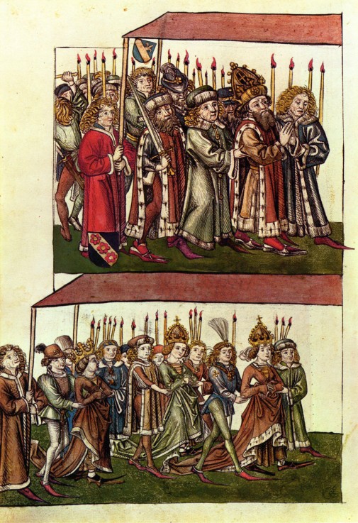 Emperor Sigismund and Empress Barbara (Illustration from the Richental's illustrated chronicle) from Unbekannter Künstler