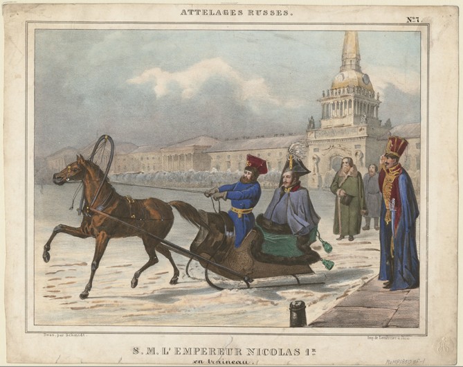Nicholas I of Russia in a sleigh from Unbekannter Künstler