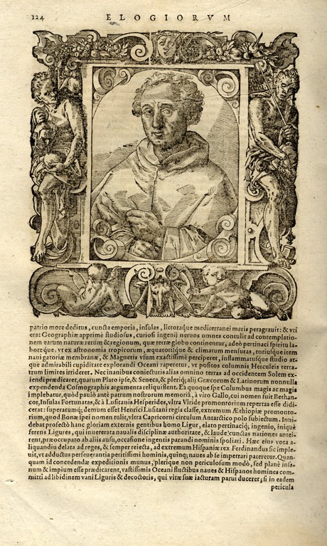 Portrait of Christopher Columbus. (From Elogia virorum bellica virtute illustrium by Paolo Giovio) from Unbekannter Künstler