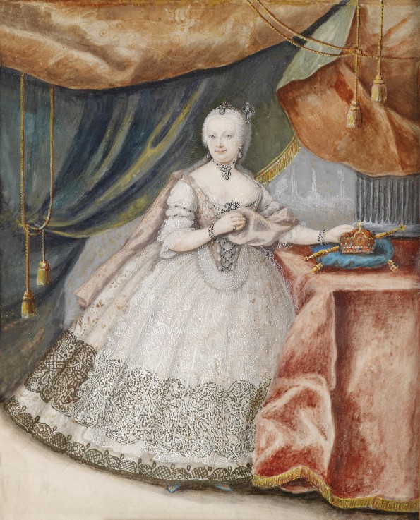 Portrait of Empress Maria Theresia of Austria (1717-1780) in Lace Long Gown from Unbekannter Künstler