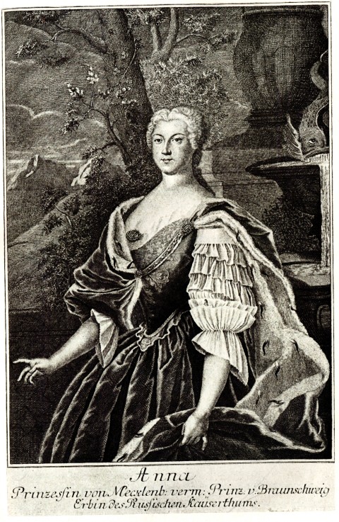 Portrait of Princess Anna Leopoldovna (1718-1746), tsar's Ivan VI mother from Unbekannter Künstler