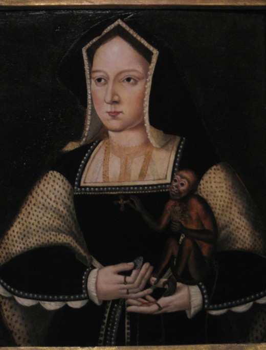 Portrait of Catherine of Aragon, with her pet monkey (Copy After Lucas Horenbout) from Unbekannter Künstler