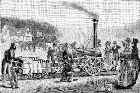 Stephenson's steam locomotive "Rocket" in 1830