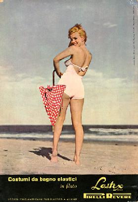 Marilyn Monroe posing for the advertising of Pirelli swimwear