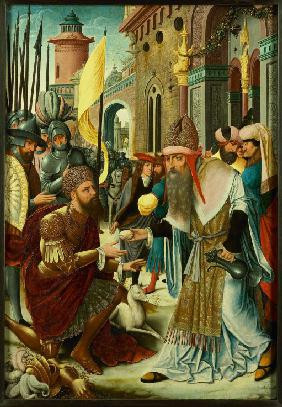 Meeting of Abraham and Melchizedek in a synagogue