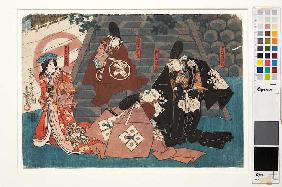 Moronao beleidigt den Fürsten Momonoi und die Gemahlin von Fürst Enya (Erster Akt aus dem Kabuki-Sch