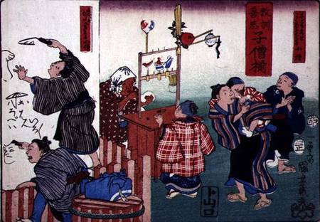Moral teaching for shopboys, giving good and bad examples of behaviour from Utagawa Kuniyoshi