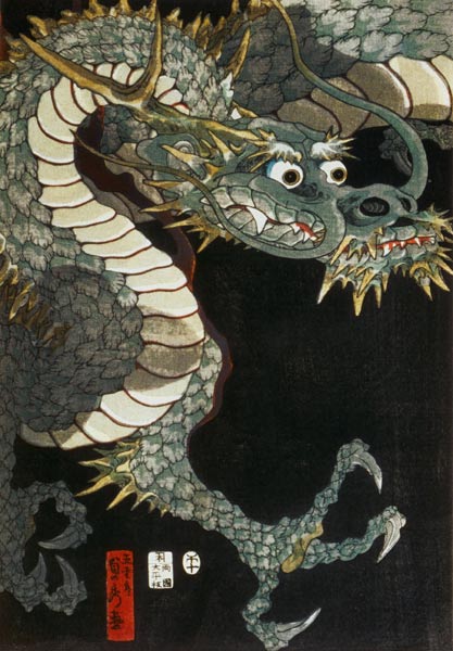 A dragon and two tigers - links from Utagawa Sadahide