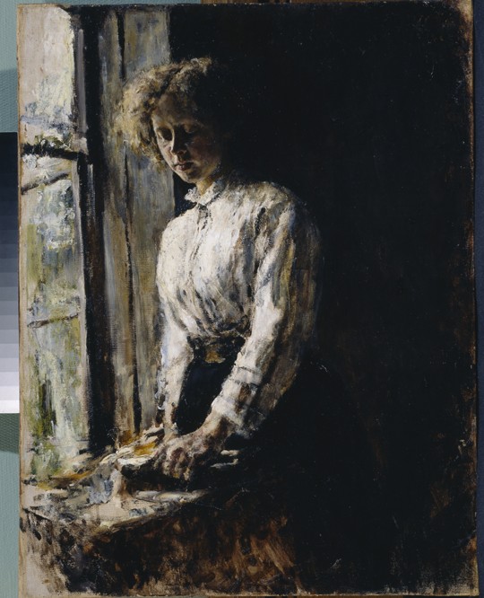 At the window. Portrait of Olga Fyodorovna Trubnikova from Valentin Alexandrowitsch Serow
