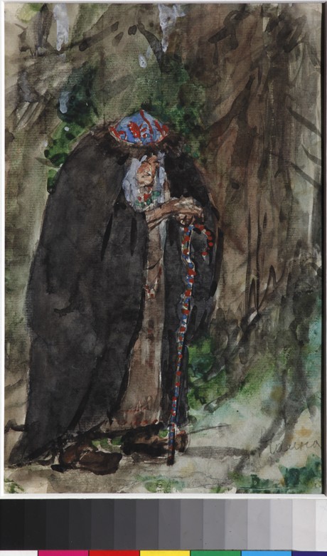 Naina.Costume design for the opera Ruslan and Lyudmila by M. Glinka from Valentin Alexandrowitsch Serow