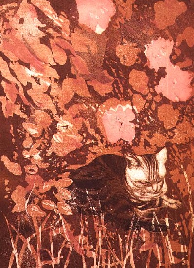Cat with Roses (print) from Valerie  Daniel