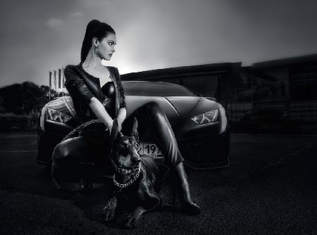Daniela,der Dobermann und Lamborghini Huracan BW