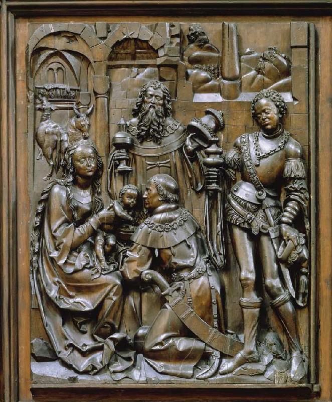 Der Bamberger Altar (linkes unteres Seitenrelief): Die Anbetung der Heiligen Drei Könige from Veit Stoß