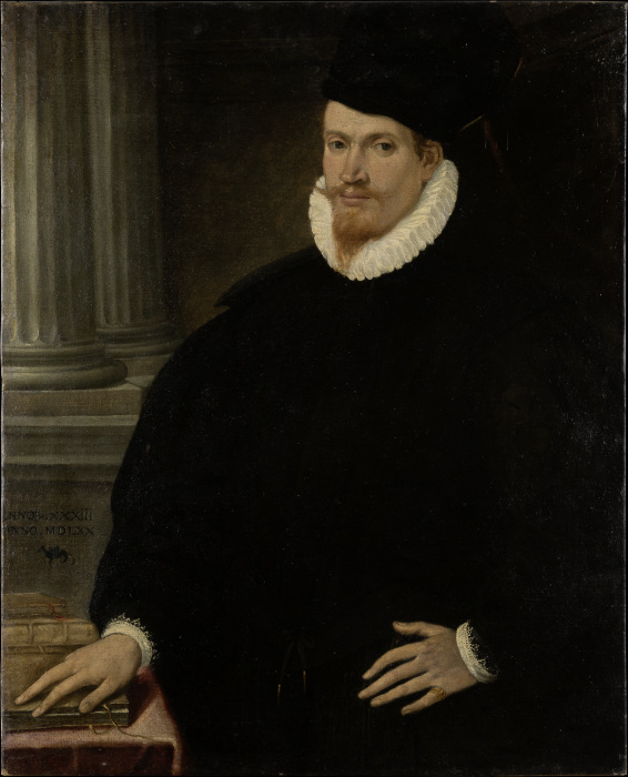 Bildnis eines rotbärtigen jungen Mannes in schwarzer Kleidung from Venezianischer Meister um 1570