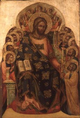 Christ Enthroned with Saints and Angels Handing the Key to St. Peter