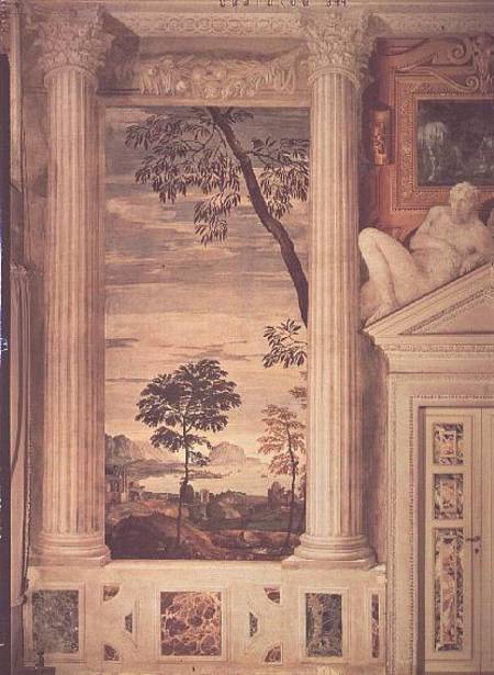 Landscape, detail of the frescoes in the Olympic Room from Veronese, Paolo (eigentl. Paolo Caliari)