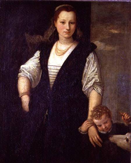 Portrait of a Woman with a Child and a Dog  (for detail see 95740) from Veronese, Paolo (eigentl. Paolo Caliari)