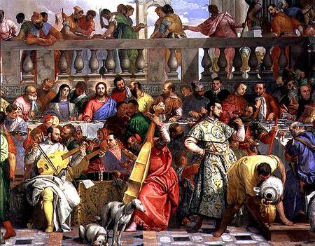 The Marriage Feast at Cana, detail of musicians and dogs from Veronese, Paolo (eigentl. Paolo Caliari)