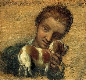 Young Woman with Dog