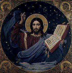 Christus der Allmächtige Wandmalerei für die Hauptkuppel der Wladimirsker Kathedrale in Kiew from Viktor Michailowitsch Wasnezow