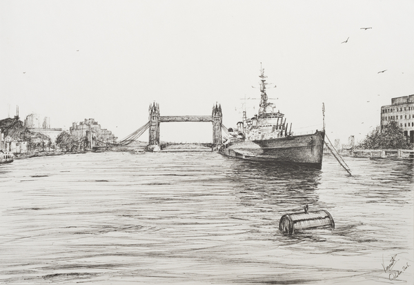 HMS Belfast on the river Thames London from Vincent Alexander Booth