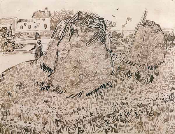 V.v.Gogh, Haystacks / Drawing / 1888 from Vincent van Gogh
