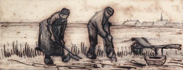 The Potato Harvest, from a Series of Four Drawings Symbolizing the Four Seasons (pencil, pen and bro from Vincent van Gogh