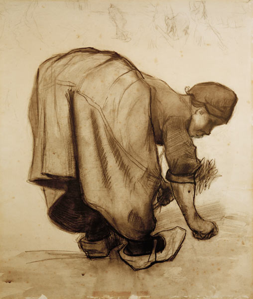 Van Gogh, Peasant Woman Gleaning /Draw. from Vincent van Gogh