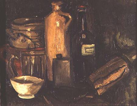 Still life with pots, bottles and flasks from Vincent van Gogh