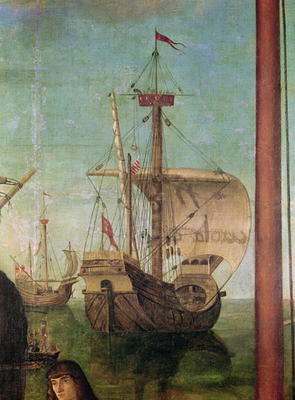 The Meeting and Departure of the Betrothed, from the St. Ursula Cycle, detail of a ship, 1490-96 (oi from Vittore Carpaccio