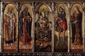 Madonna and Child with Saints (Polyptych, five separate panels)
