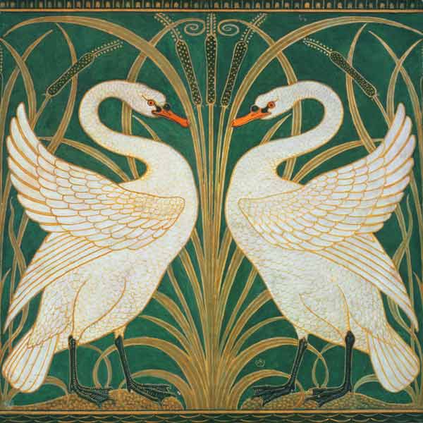 Wallpaper Design for panel of Swan, Rush & Iris from Walter Crane