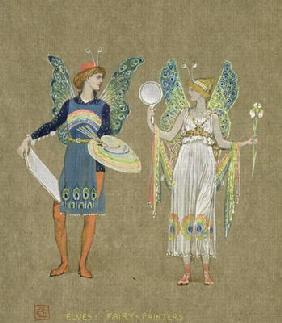 Elves and Fairy Painters, from 'The Snowman' 1899 (w/c on paper)