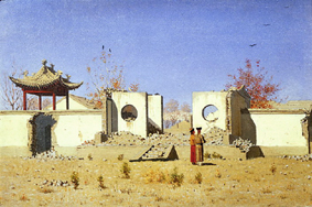Ruine eines chinesischen Tempels in Akh-Kent from Wassili Werestschagin