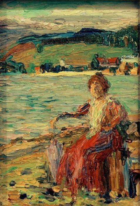 Lady in Red Dress at the Lakefront from Wassily Kandinsky