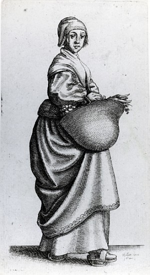 Maid returning from market from Wenceslaus Hollar