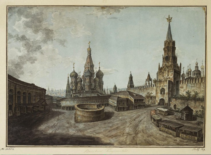 The Saint Basil's Cathedral and the Savior Gates from Werkst. Alexejew
