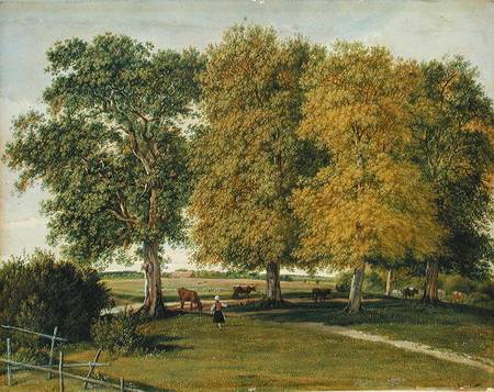 Herder with Cattle beneath Autumnal Trees from Wilhelm Alexander Wolfgang von Kobell