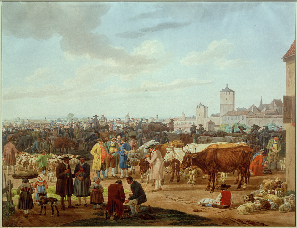 Viehmarkt am Rande einer Stadt from Wilhelm Alexander Wolfgang von Kobell